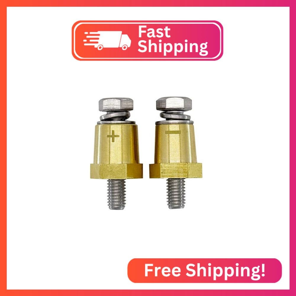 Ampper M8 Thread Brass Battery Terminal Charging Posts, Battery Post Adapter (+/