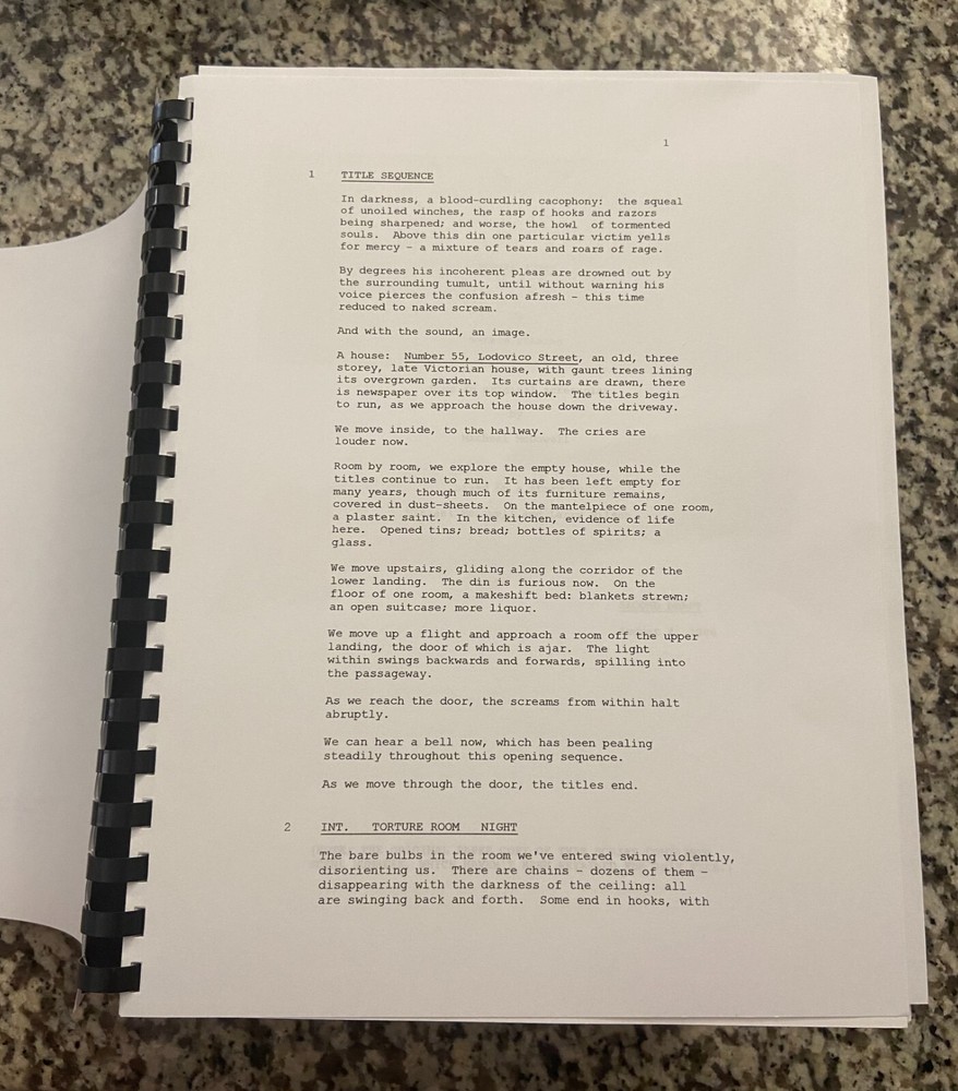Hellraiser Horror Movie Script Reprint Full Screenplay Script