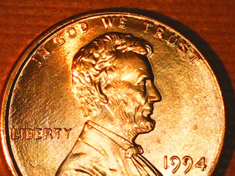 1994 Penny Die Chip Obverse on Date