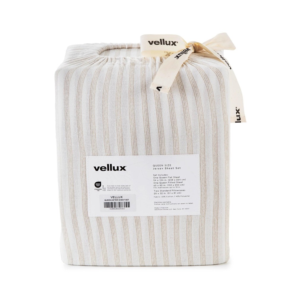 Aster Jersey Set - 4 Piece Queen Size Bed Sheets - Cotton Blend - Durable, De...