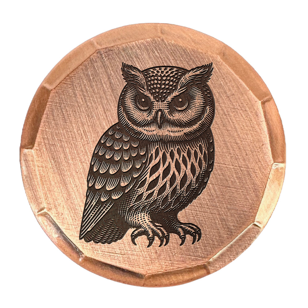 Owl Embossed Copper Golf Ball Marker by Sunfish