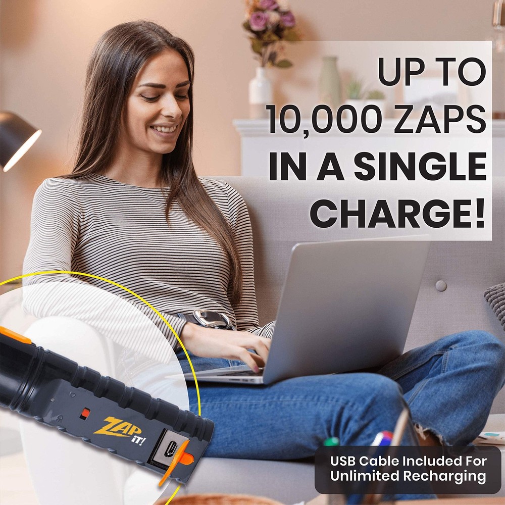 ZAP IT! Bug Zapper Rechargeable Bug Zapper Racket, 4,000 Volt, USB Charging C...