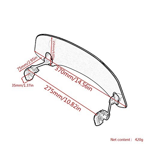 Motorcycle Clip-On Windshield Adjustable Windscreen Extension Spoiler white