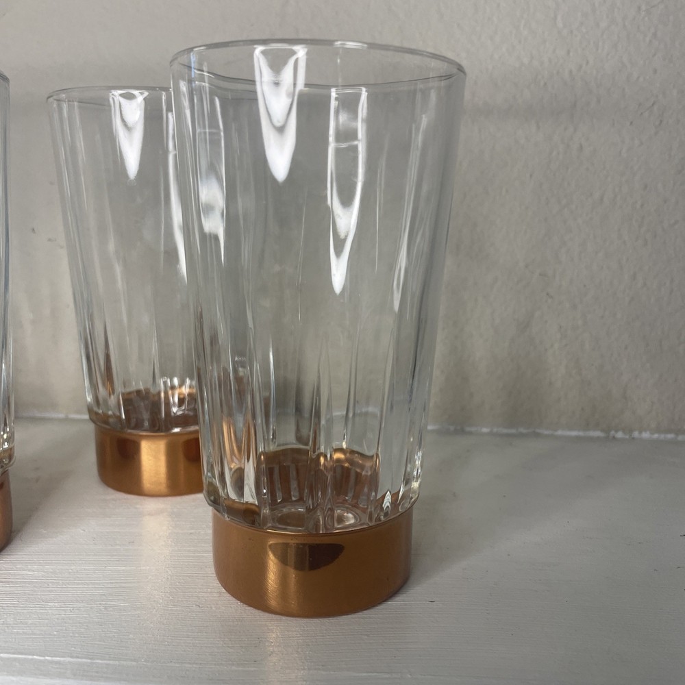 Coppercraft Guild Arcoroc Copper Bottom Drinking Glasses 4
