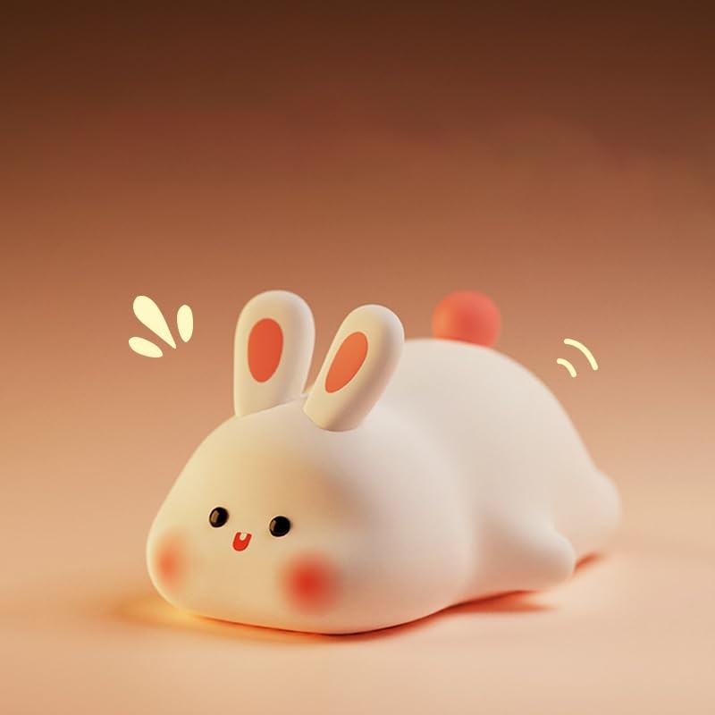 Lilampts Cute Silicone Rabbit Night Light, Pumpkin Light 1pack, Multicolor