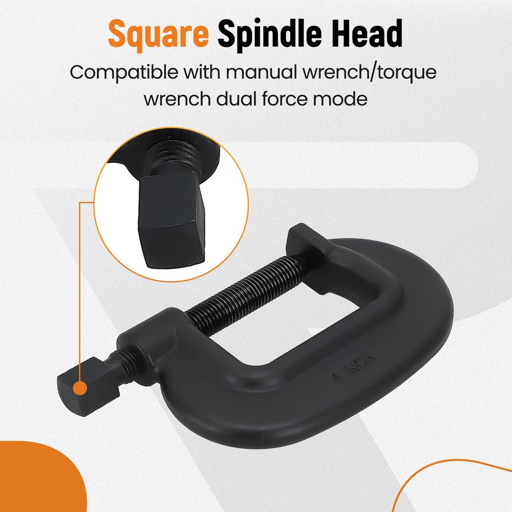 Industrial Strength 4" C-Clamp 20000lb Capacity Black Construction Tool