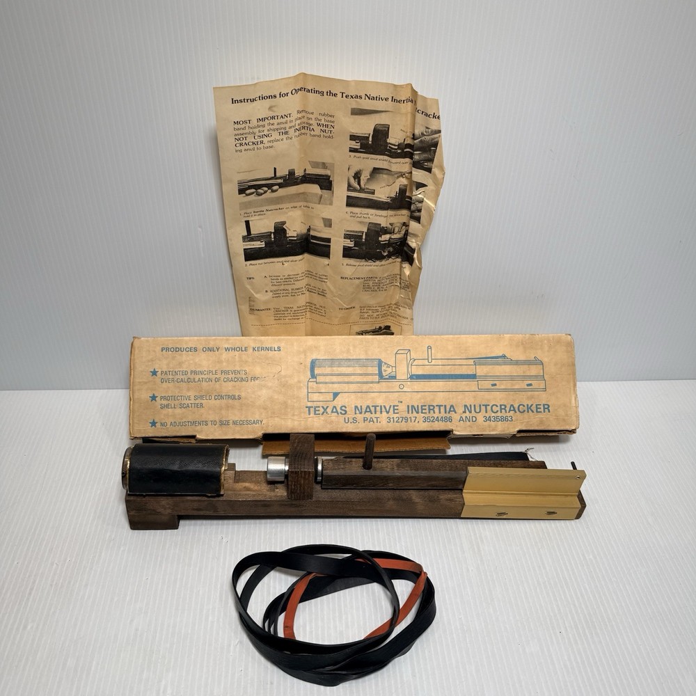 Vintage 1960’s Texas Native Inertia Nutcracker Original Box + Instructions Oak