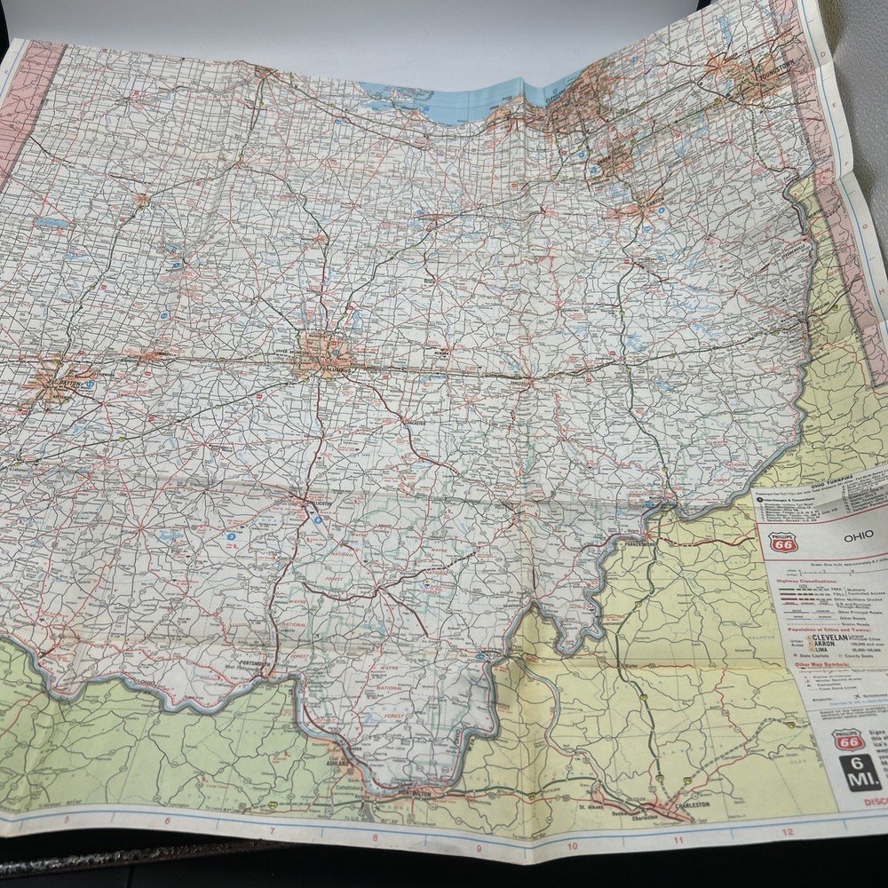 1970 Phillips 66 Road Map Ohio