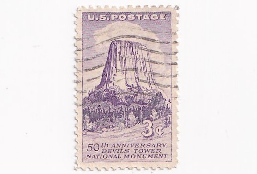 STAMP US SCOTT 1084 "Devil's Tower, Wyoming" 3 CENT 1956 USED WAVE CANCEL - D