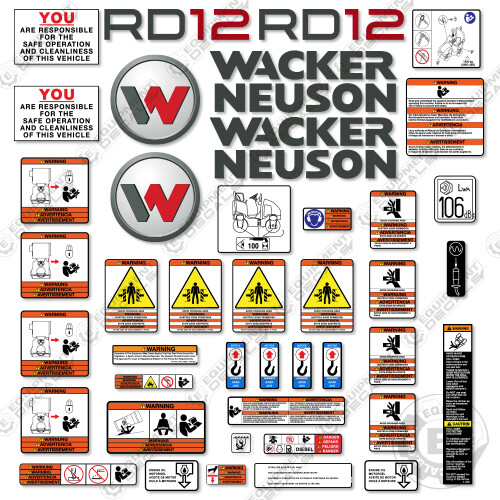 Fits Wacker Neuson RD12  Decal Kit Ride-On Roller Replacement Stickers