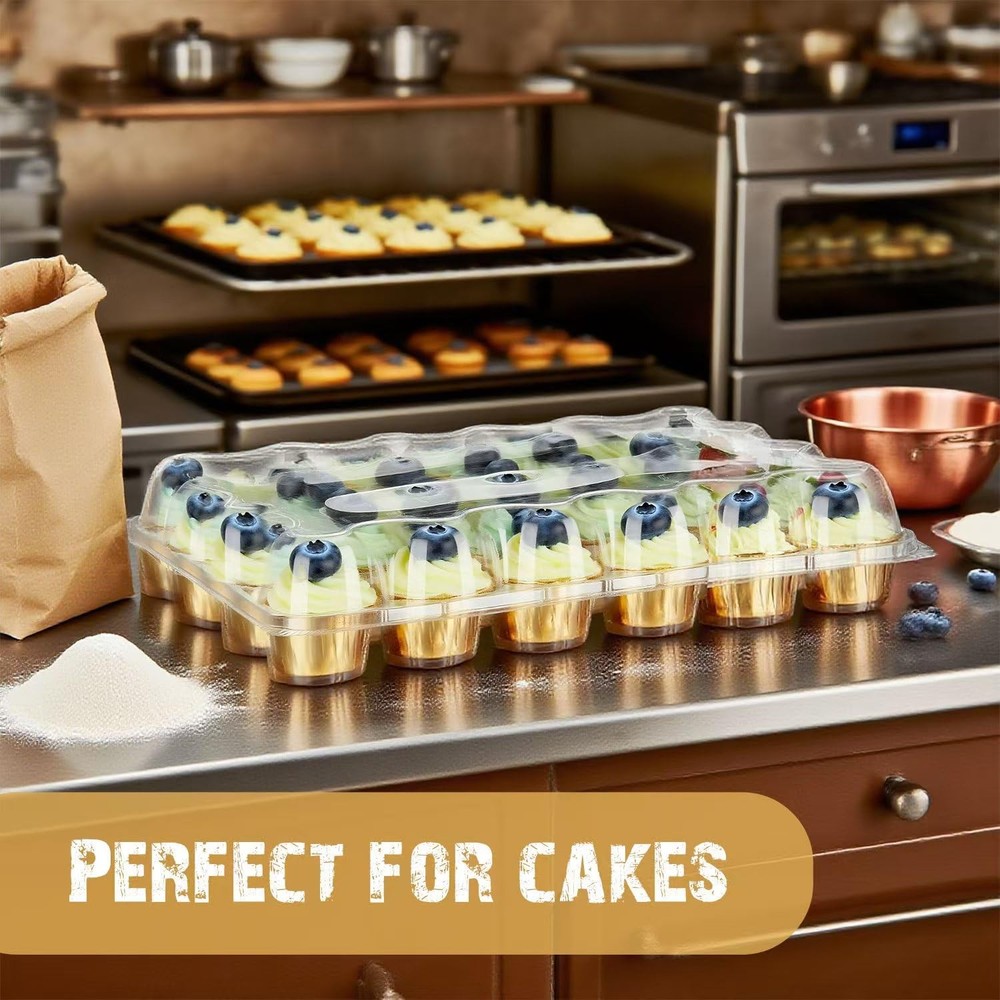 PYYZHALI 24 Pack x 10 Sets Count Cupcake Containers, Plastic Disposable Cupca...