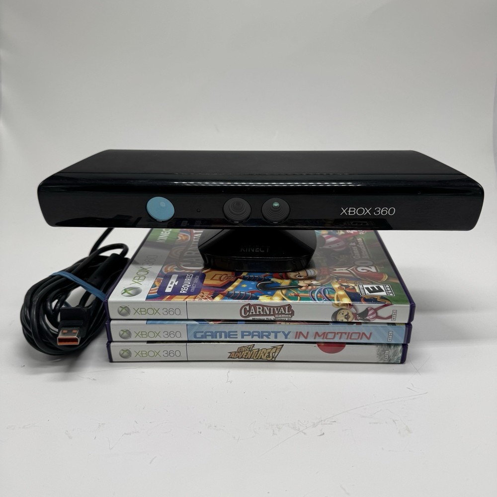 Microsoft Xbox 360 Kinect Sensor Bar 3 Games Bundle Kinect Adventures Carnival