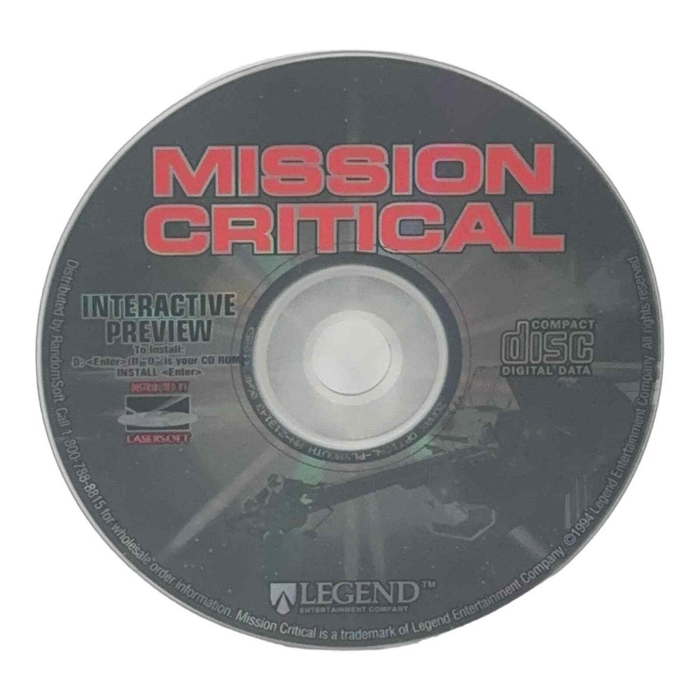 Mission Critical Interactive Preview CD-ROM Legend Lasersoft Pre-owned Disk Only