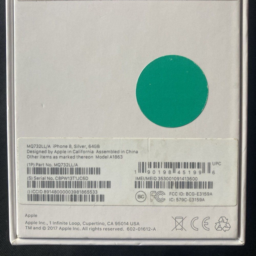 IPhone 8 Silver, 64GB -BOX ONLY