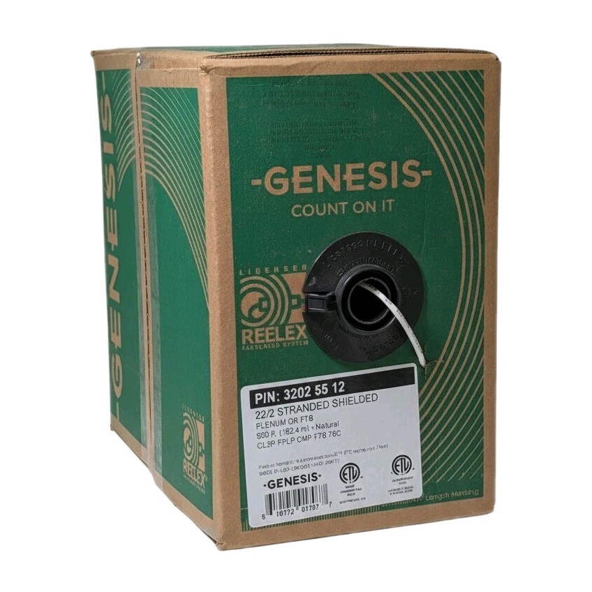 Open Box 134' Genesis 32025512 22g 2c Shielded Plenum Microphone Cable Box White