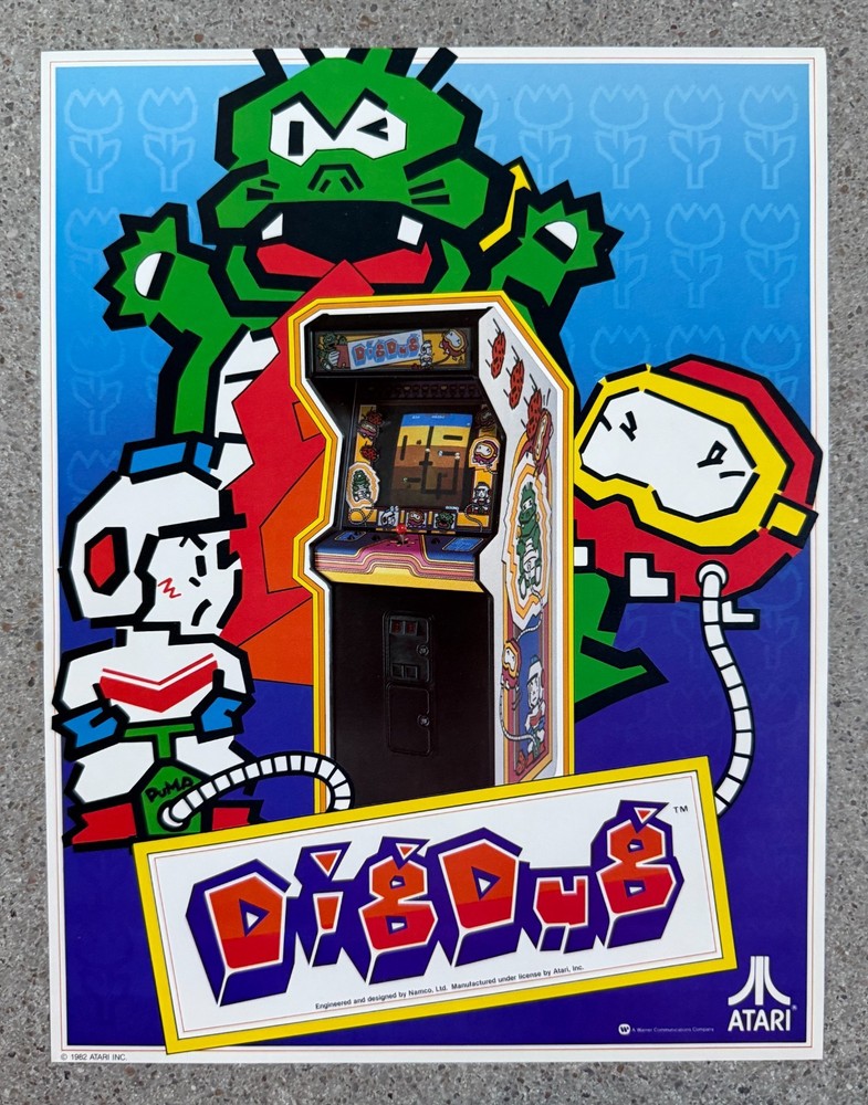 Dig Dug Original Arcade Flyer | 1982 Atari | Excellent Condition