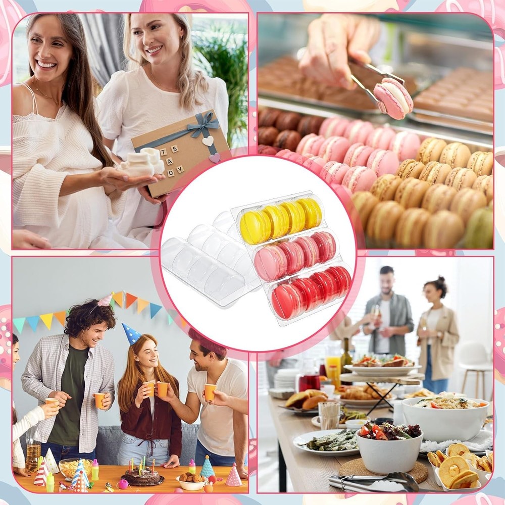 Durable Macaron Boxes - 12 Clear Containers for Seamless Storage & Display