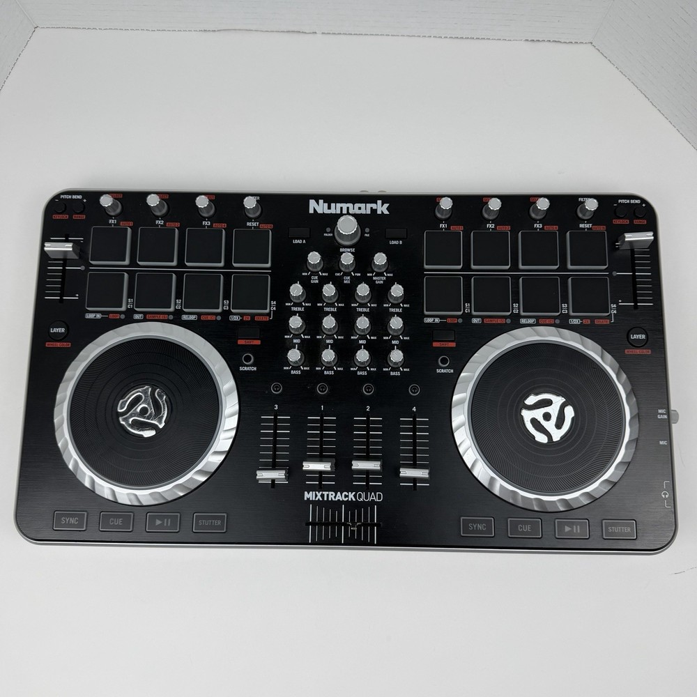 Numark Mixtrack Quad 4-Channel DJ Controller with Audio I/O 16 Untested READ
