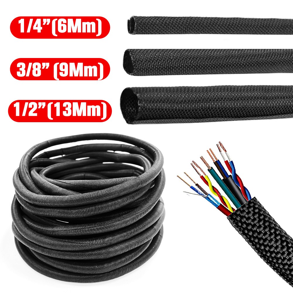 Self Wrapping Split Cable Sleeve Cover Cord Protect Wire Loom Tubing Mesh Woven
