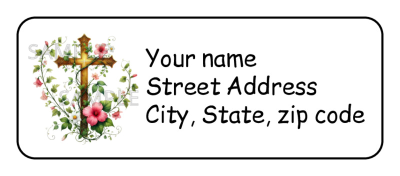 30 Cross personalized return address labels stickers tags