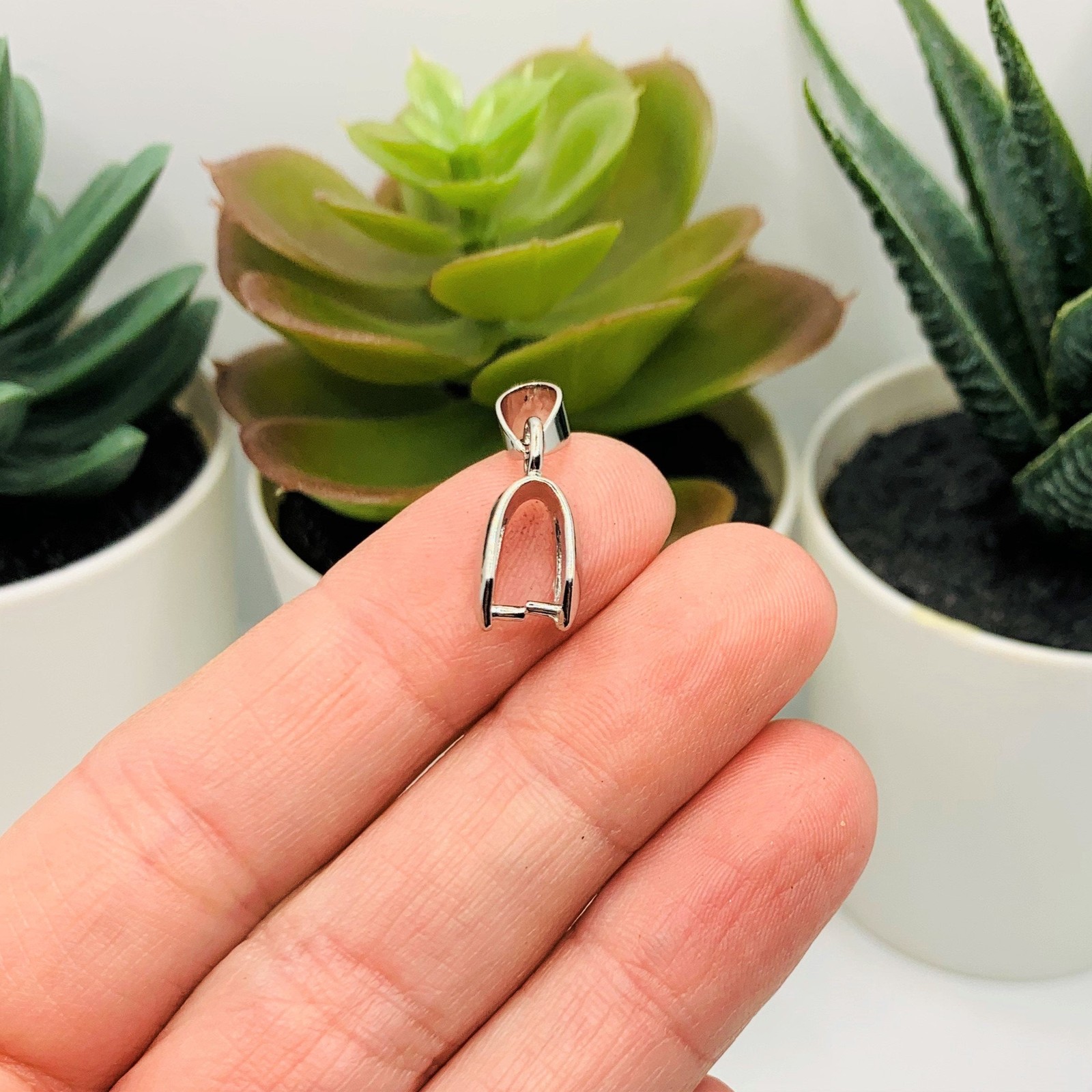 Silver Pinch Jewelry Pendant Bails, 7x14mm - US Seller