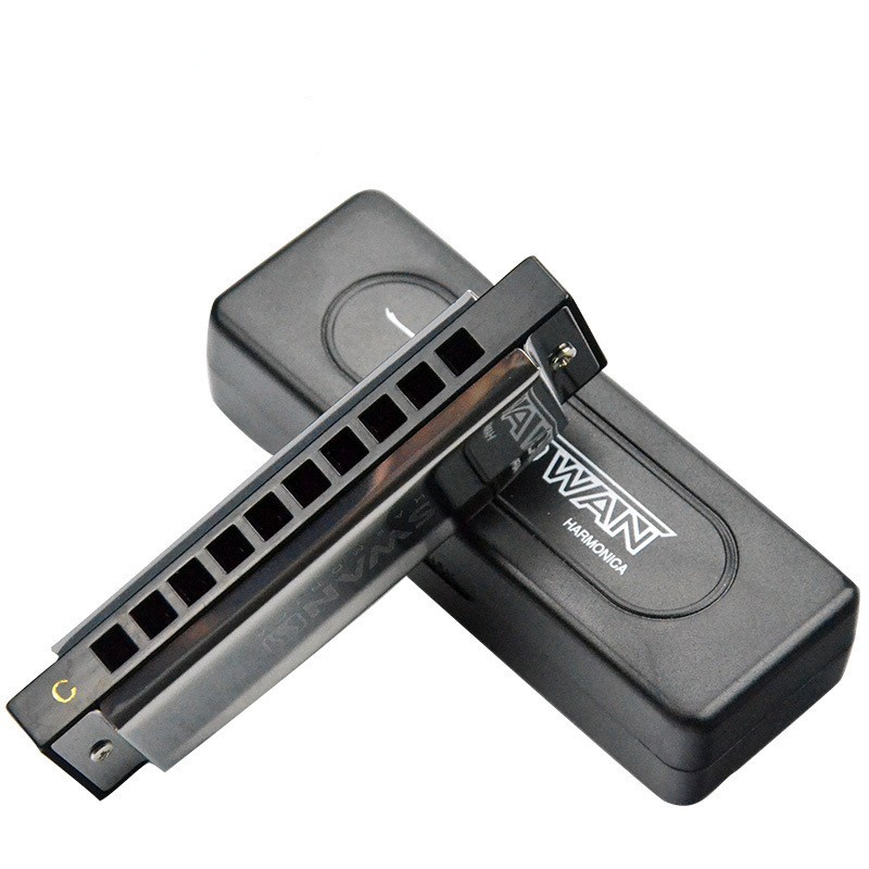 SWAN 10 Holes Key # C Blues Harmonica with Case