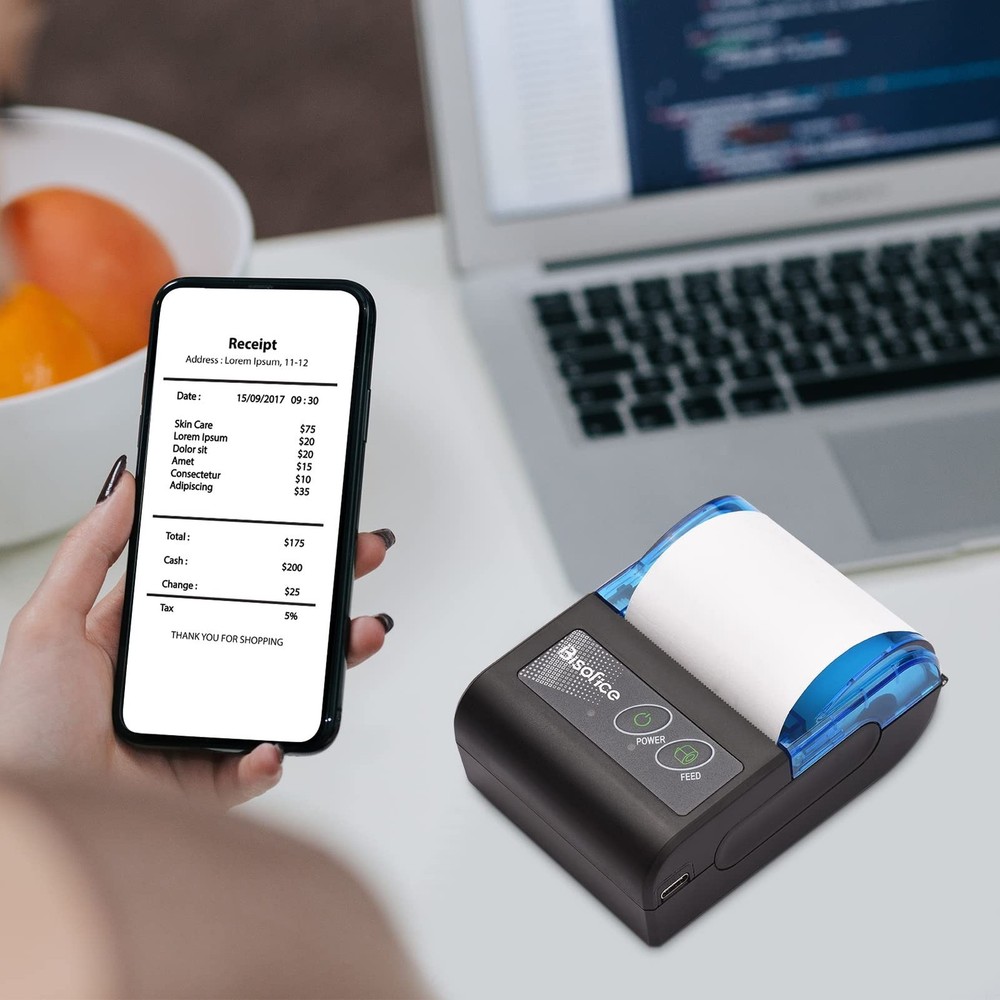Receipt Printer, Portable Mini Thermal Receipt Printer 2 inch Wireless BT USB...