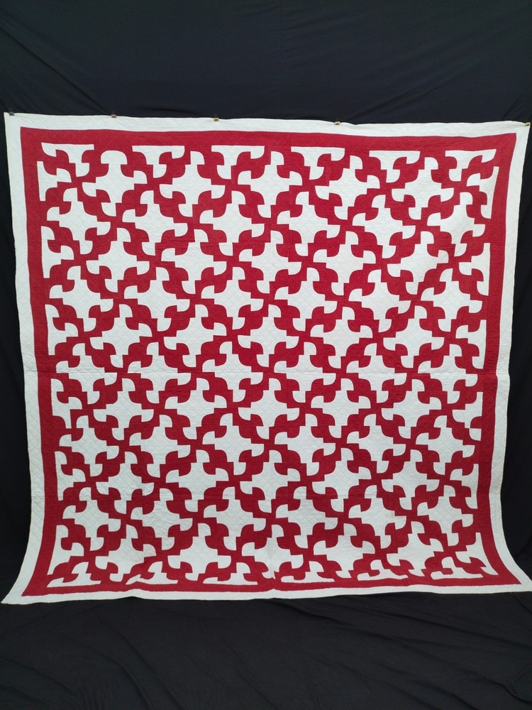 vintage hand Quilting patchwork drunkards path Quilt needlework Stitched A193