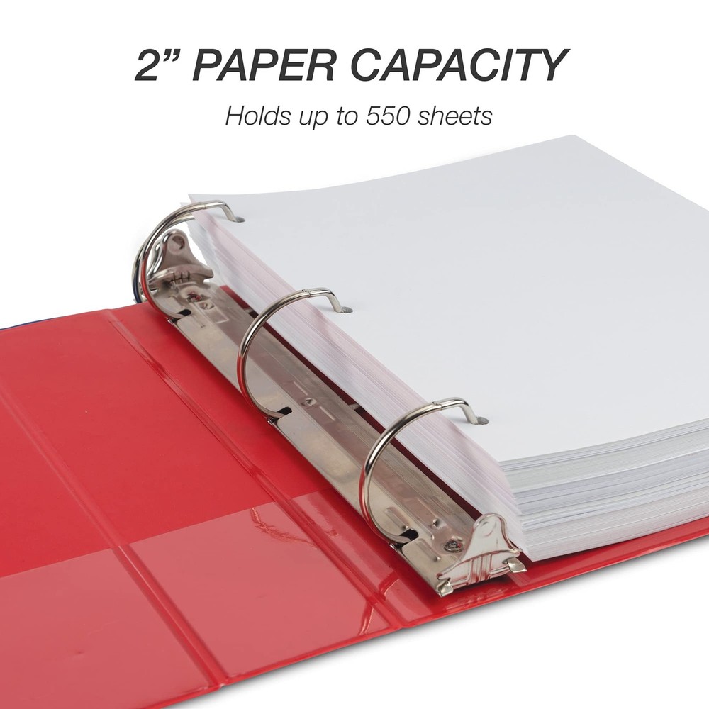 Durable Red 2 Inch 3 Ring Binder with Clear Overlay for Customization 480 Sheets