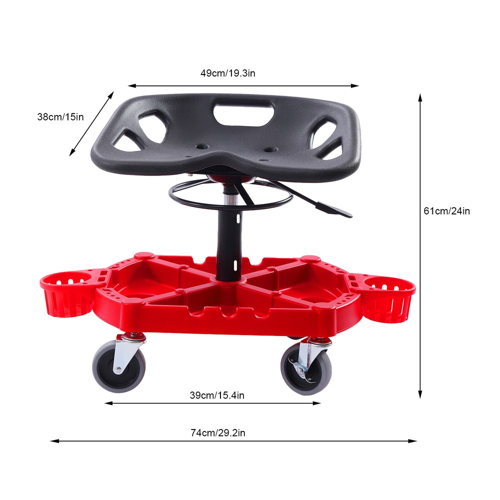 Adjustable Garage Shop Stool Rolling Work Stool Mechanic Work Seat With Casters