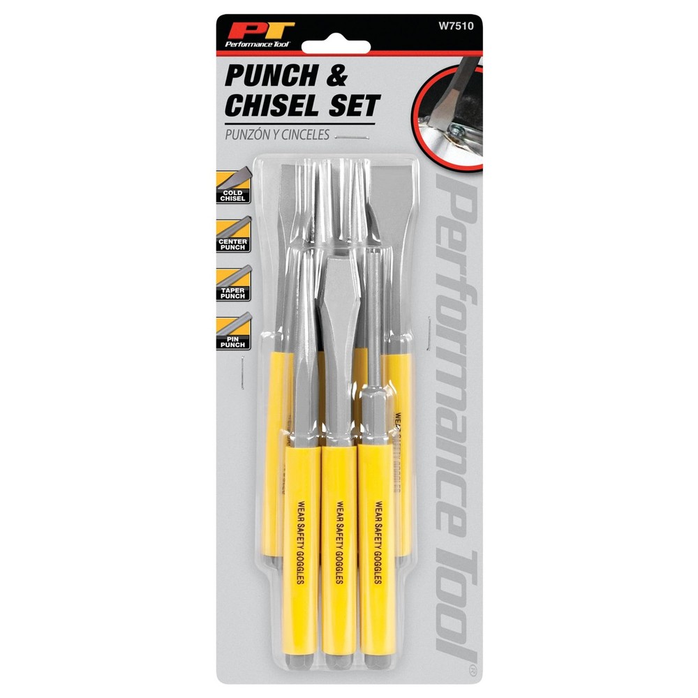 Performance Tool W7510 7pc Punch and Chisel & Set (7pc), Black