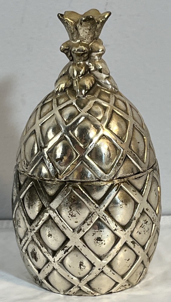Vintage Silverplated Pineapple Trinket Lighter MCM Decor Mid Century