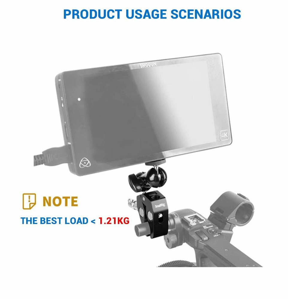SMALLRIG Cool Ballhead Arm Super Clamp Mount Multi-Function Ball Adapter 1138