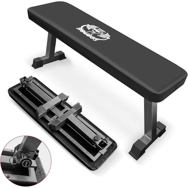 Foldable Flat Workout Bench Adjustable Weight Training Home Gym 600lbs New