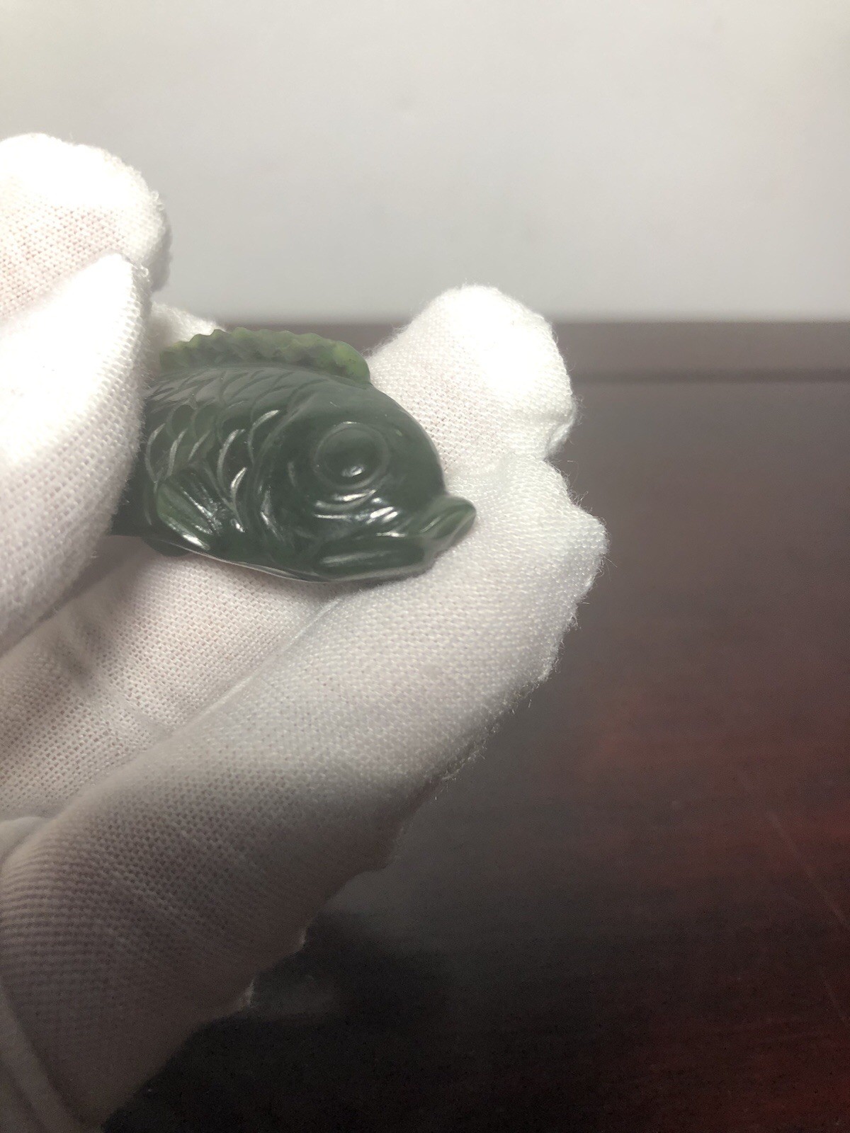 Vintage Small Green Jade Fish Carp Fish 2.25” Long