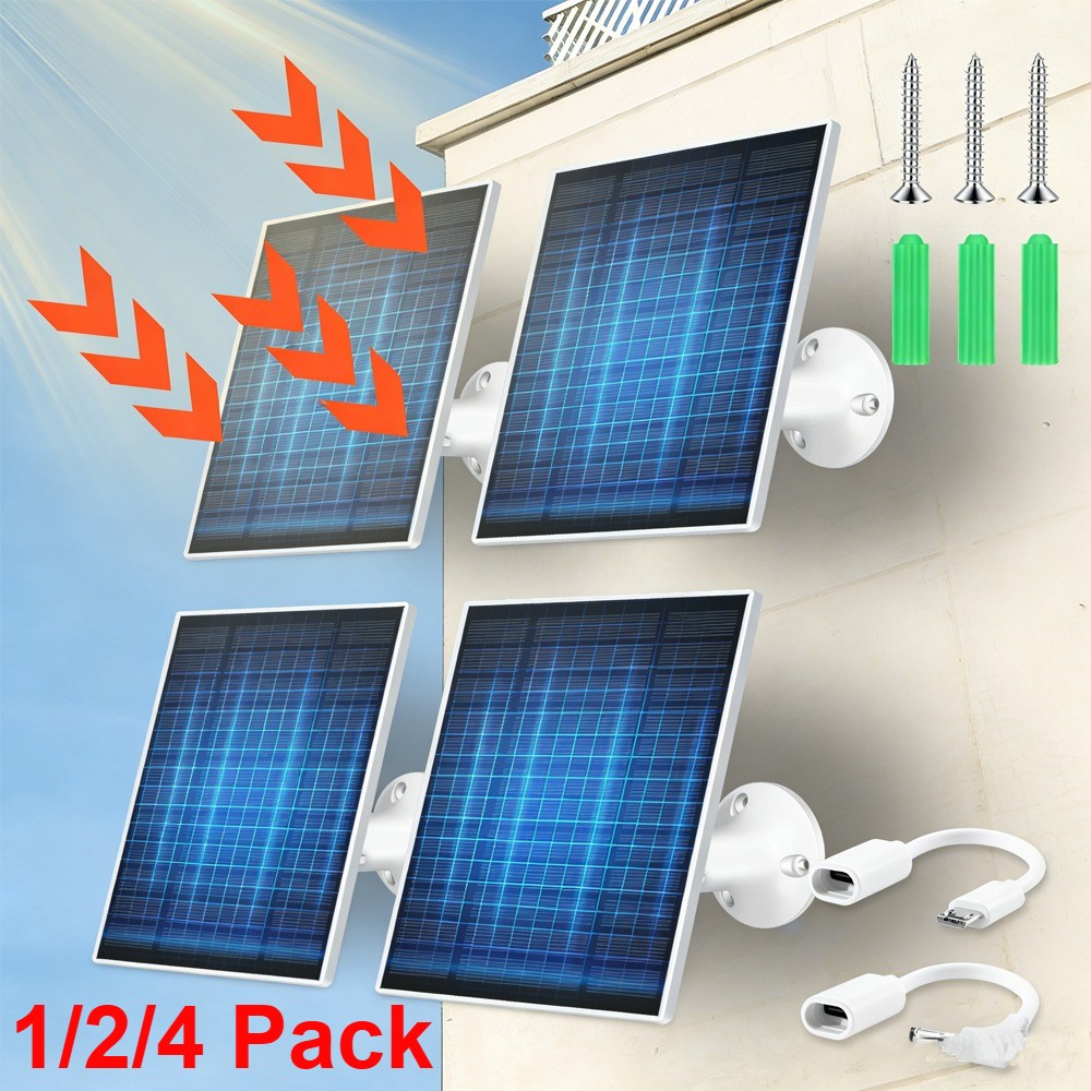 5V 5W Solar Panel for Security Camera,Type C&Micro USB&DC Solar Panel Charger
