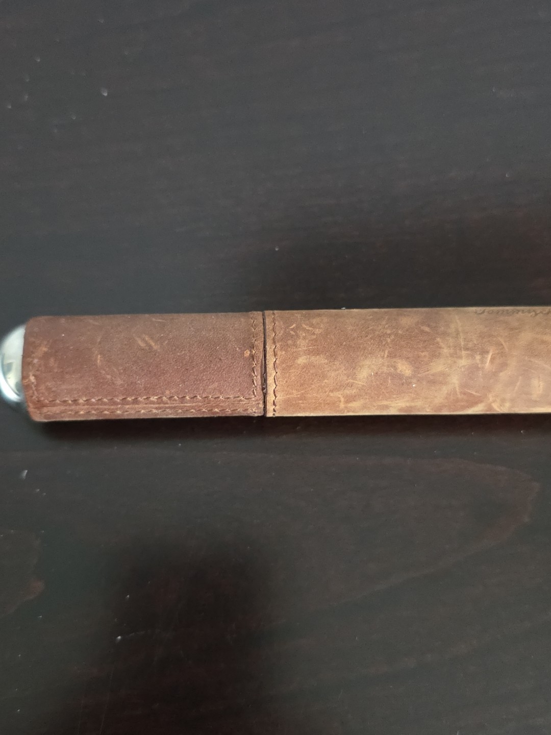 Rare Tommy Bahama Brown Leather Cigar Tube Case Stainless Steel Interior