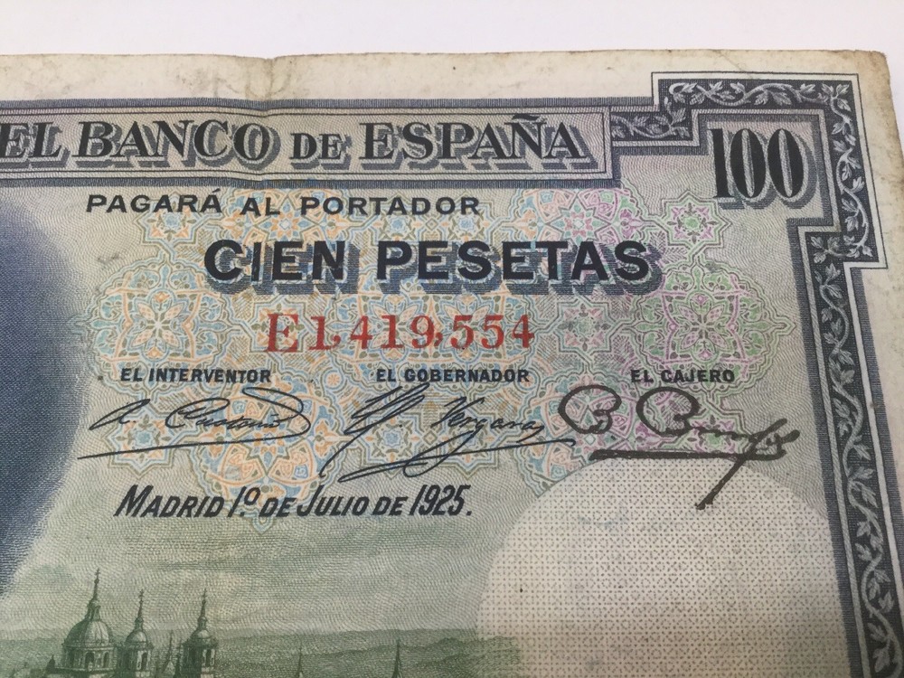 SPAIN 100 PESETAS 1925 BANK NOTE