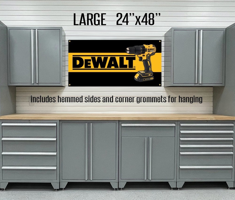 DeWalt Drill 20V workshop man cave banner 24"x48"
