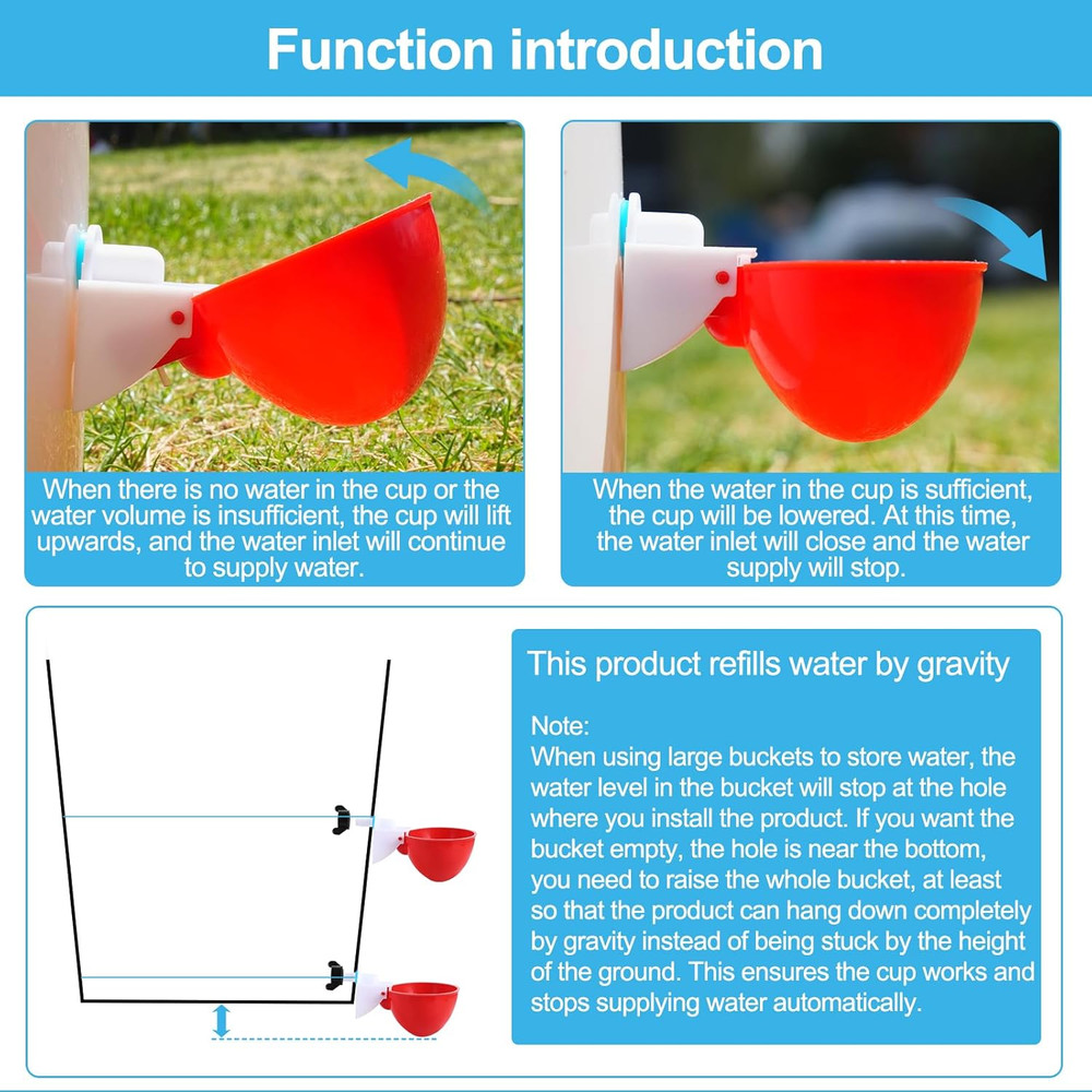 10PCS Chicken Waterer Cups, 3Rd Generation DIY Large Automatic Chicken Water Fee