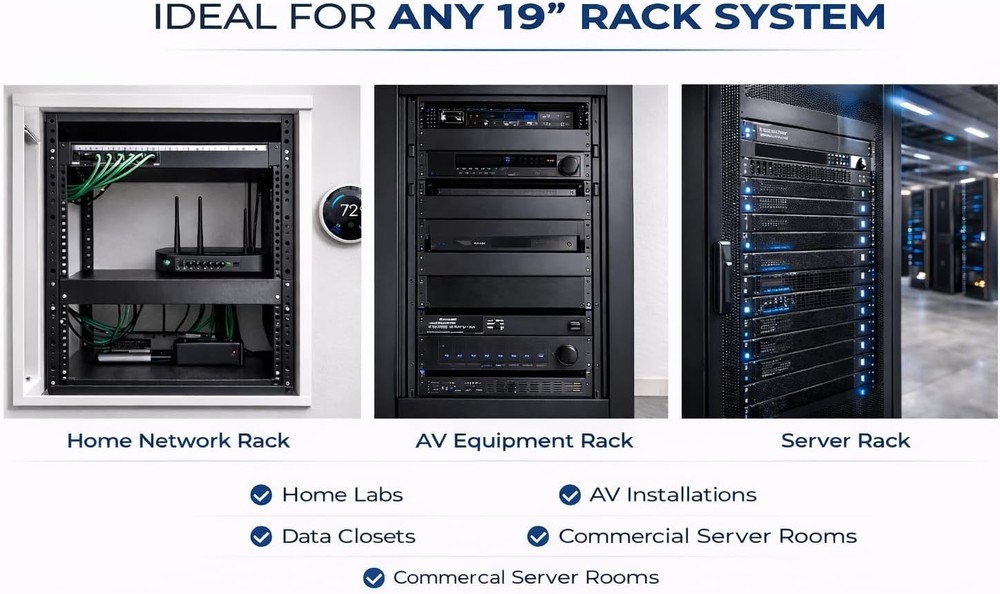 ynVISION Rack Blank Panels for 19” Server, Network & AV Rack | Hardware Included