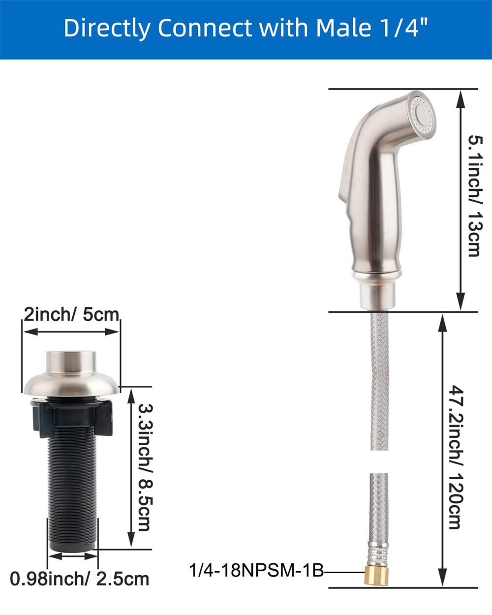 Kitchen Sink Side Sprayer,Quick Side Connector For Moen Faucet Head Replacement