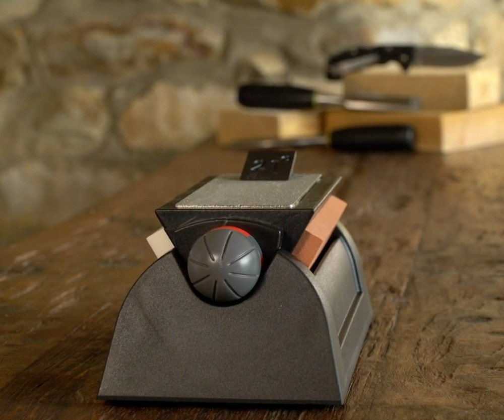 AccuSharp Deluxe Tri-Stone Knife Sharpener System Diamond Ceramic Angle Guide