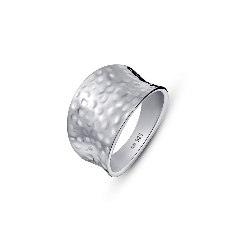 Amberta Women's 925 Sterling Silver Hammered Ring 8