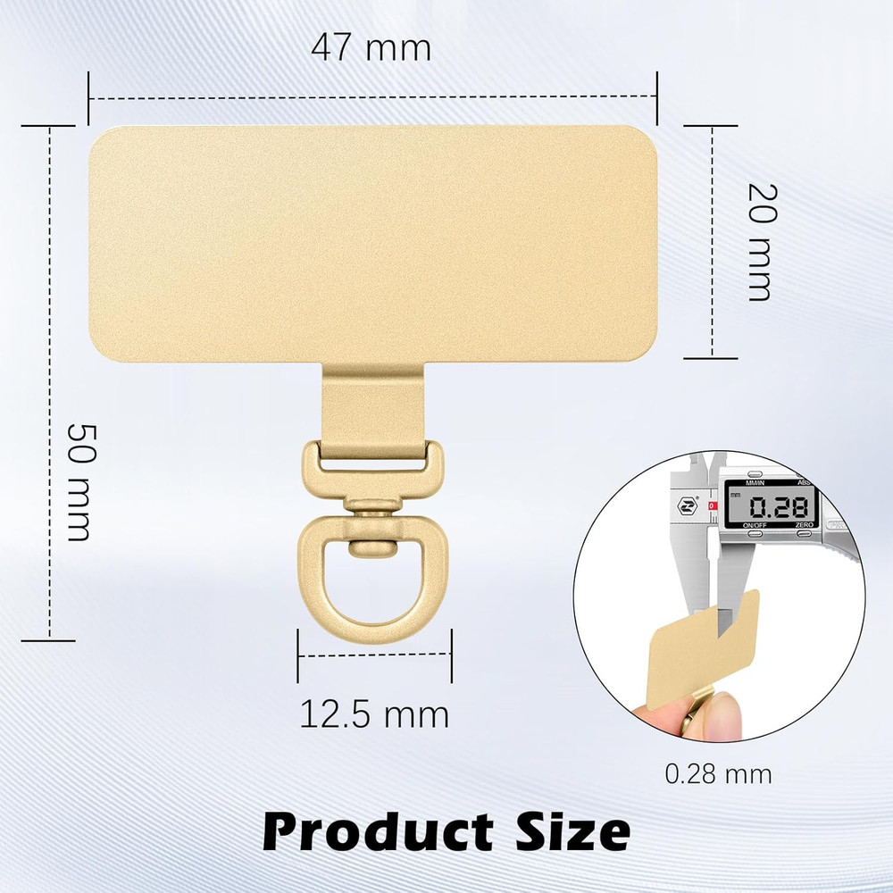 2 Pack Metal Phone Tether Tabs, Rotatable 360° Phone Lanyard Patch, Rectangle Te