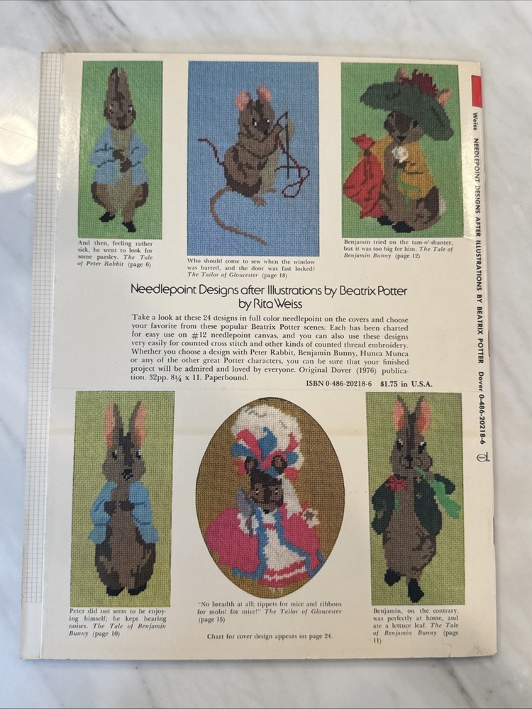 Needlepoint Designs after Illustrations by Beatrix Potter Vintage Pattern Book