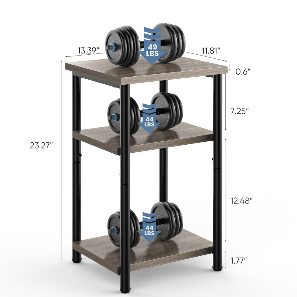 NEWBULIG Small Side Table, Record Player Stand, 3-Tier End Table Night Stand ...