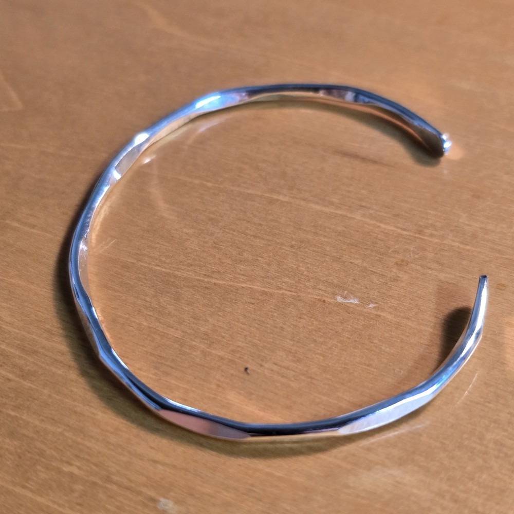 Sterling Silver 925 Cuff Bracelet Minimalist Bubble Wave Design