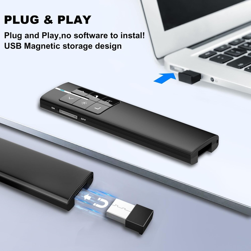 Air Mouse Presentation Clicker with Pointer, Rechargeable Clicker for PowerPo...