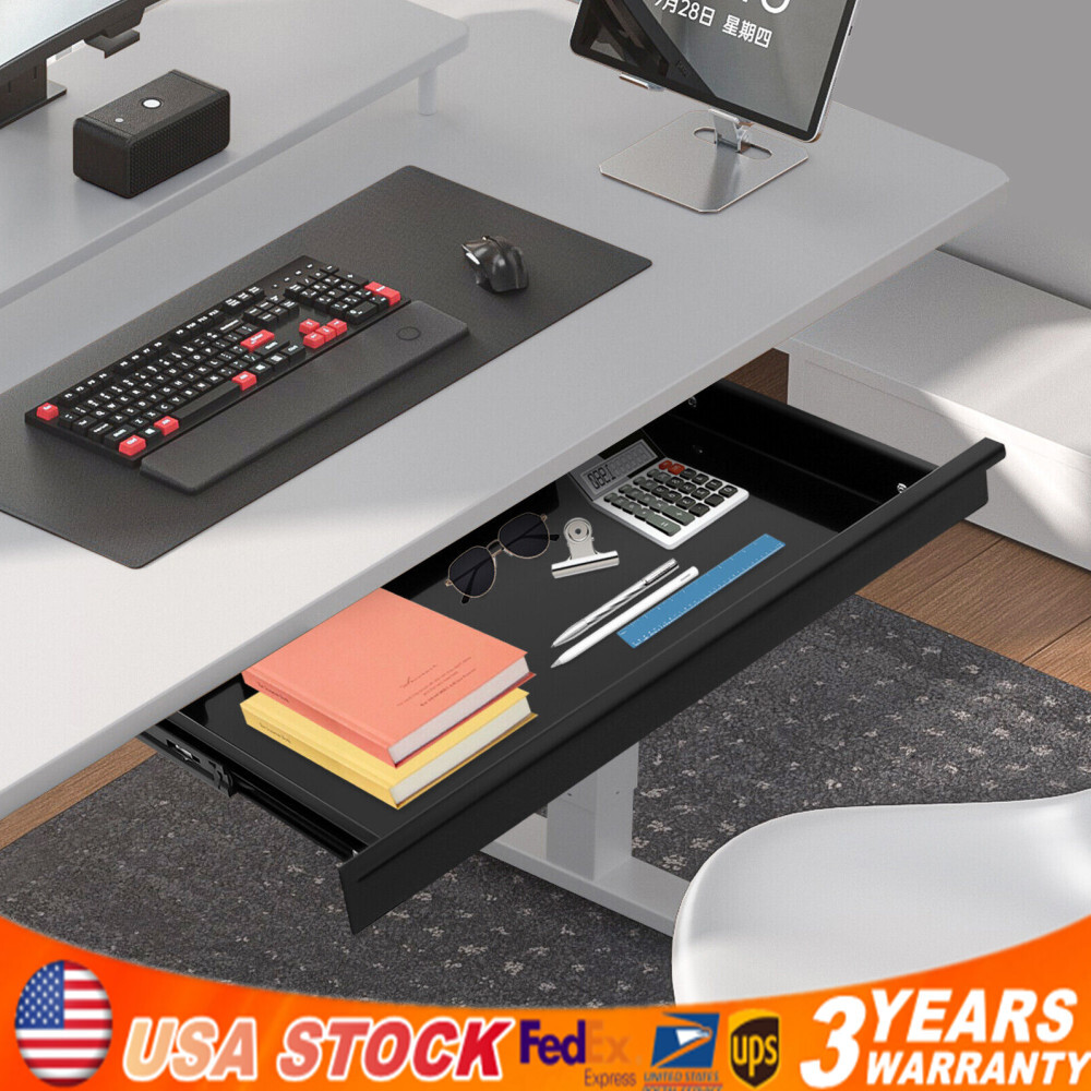 Under Desk Sliding Pull-Out Drawer Organizer for Efficient Workspace Storage